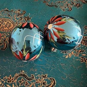Set of 2 Vintage Hand-Painted ornaments